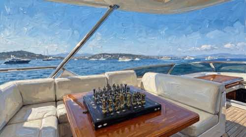 chess in the yacht — prestige aesthetic desktop wallpaper for MacBook (4K)