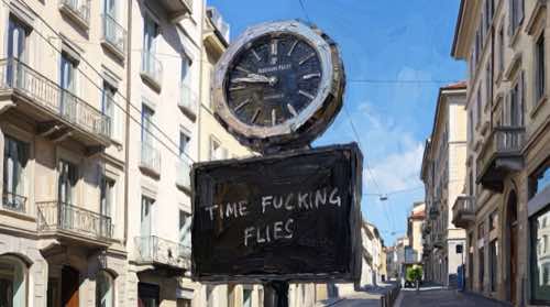 time flies — grind aesthetic desktop wallpaper for MacBook (4K)