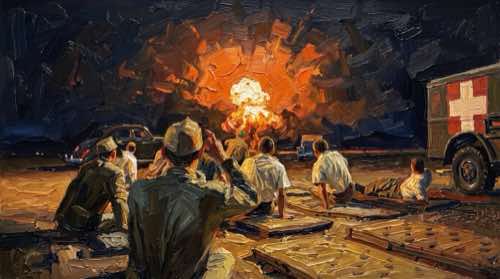 oppenheimer explosion — the director aesthetic desktop wallpaper for MacBook (4K)