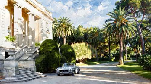 mercedes and villa — old money aesthetic desktop wallpaper for MacBook (4K)