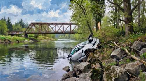 porsche in the river — old money aesthetic desktop wallpaper for MacBook (4K)