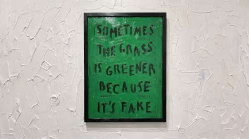 fake grass — quotes aesthetic desktop wallpaper for MacBook (4K)