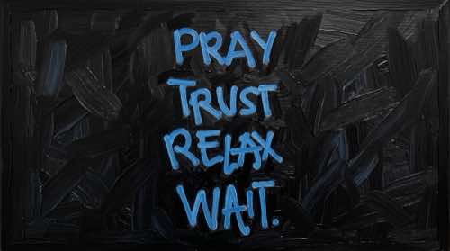 pray, trust, relax, wait — status aesthetic desktop wallpaper for MacBook (4K)