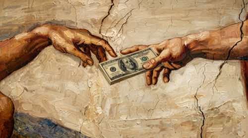 the creation of money — vision aesthetic desktop wallpaper for MacBook (4K)